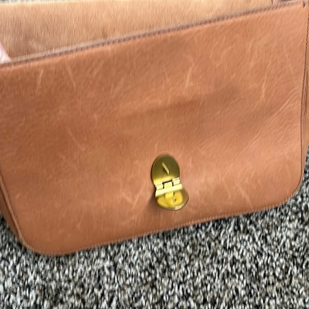 Madewell Abroad Brown Leather Shoulder Bag, marks on leather and strap